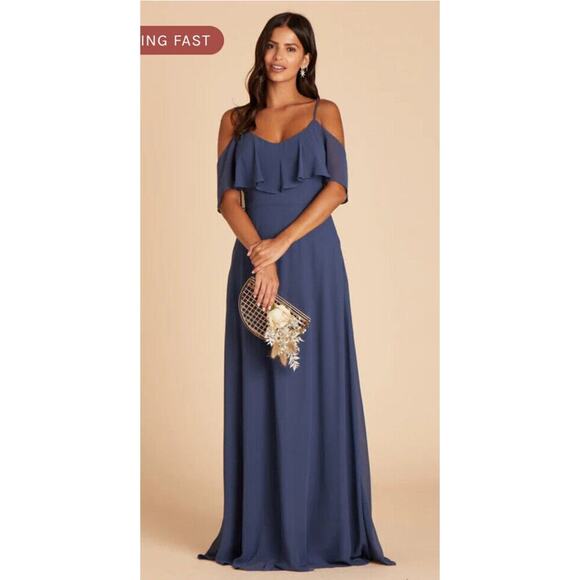 Birdy Grey Slate Blue Jane Bridesmaid Dress With Pockets Size Small NWT Medium - Picture 3 of 4